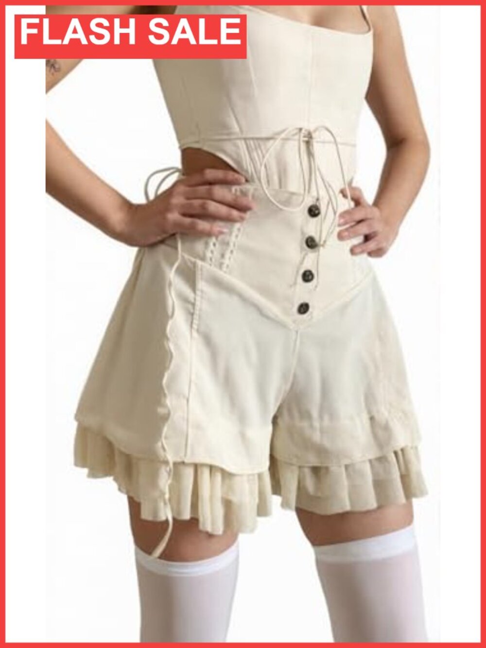 Women's High Waist Corset Ruffle Hem A-Line Mini Skirt Polyester Y2K Streetwear